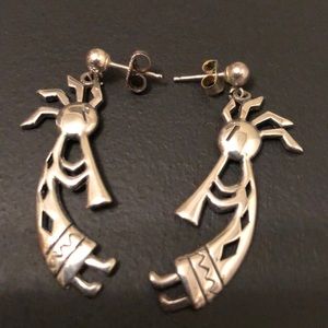 VINTAGE TEME KOKOPELLI sterling drop earrings